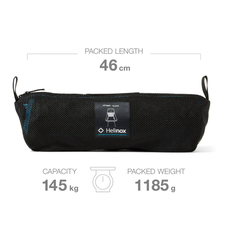 Load image into Gallery viewer, HELINOX CHAIR TWO BLACK WITH CYAN BLUE FRAME