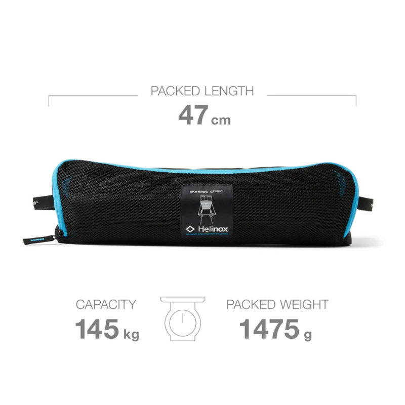 Load image into Gallery viewer, HELINOX SUNSET CHAIR BLACK WITH CYAN BLUE FRAME