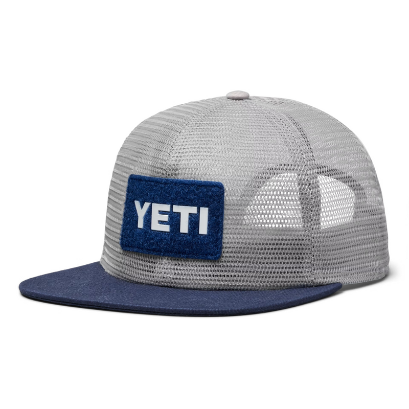 Load image into Gallery viewer, YETI VELCRO BADGE FLAT BRIM MESH HAT GRAY / NAVY