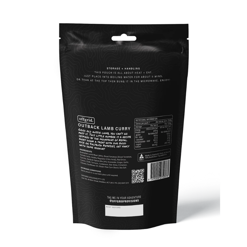 Load image into Gallery viewer, OFFGRID OUTBACK LAMB CURRY 250G