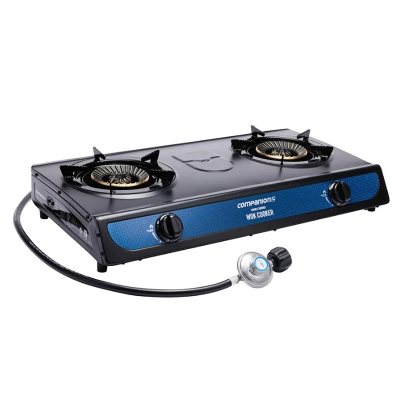Load image into Gallery viewer, OZTRAIL DOUBLE BURNER WOK COOKER