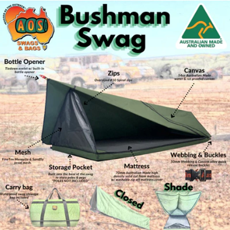 Load image into Gallery viewer, AOS BUSHMAN DELUXE QUEEN SIZE SWAG 70MM MAT