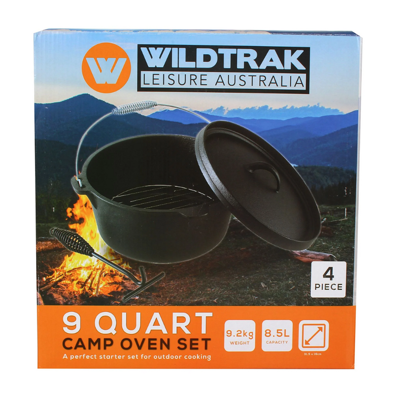 Load image into Gallery viewer, WILDTRAK CAMP OVEN CAST IRON 9 QUART 4 PIECE SET