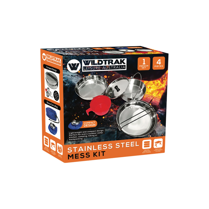 Load image into Gallery viewer, WILDTRAK STAINLESS STEEL 1 PERSON MESS KIT