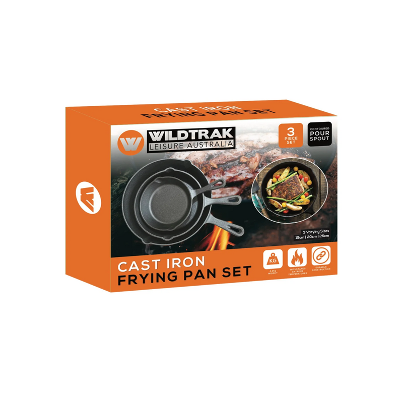 Load image into Gallery viewer, WILDTRAK CAST IRON FRYING PAN SET OF 3