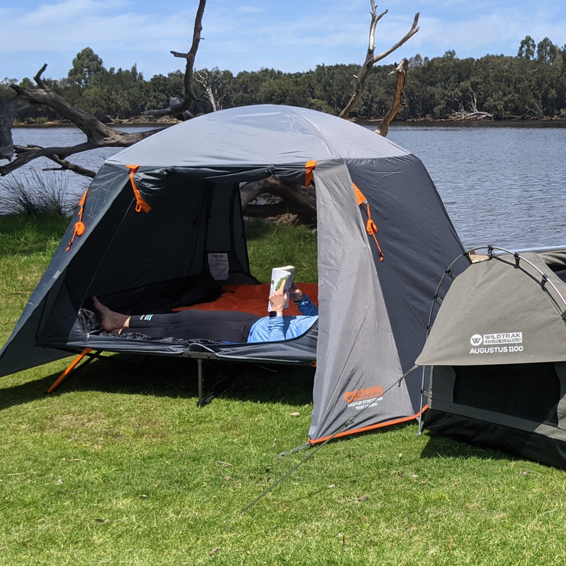 Load image into Gallery viewer, WILDTRAK EASY UP 144 STRETCHER TENT QUEEN 200 x 144 x 150CM