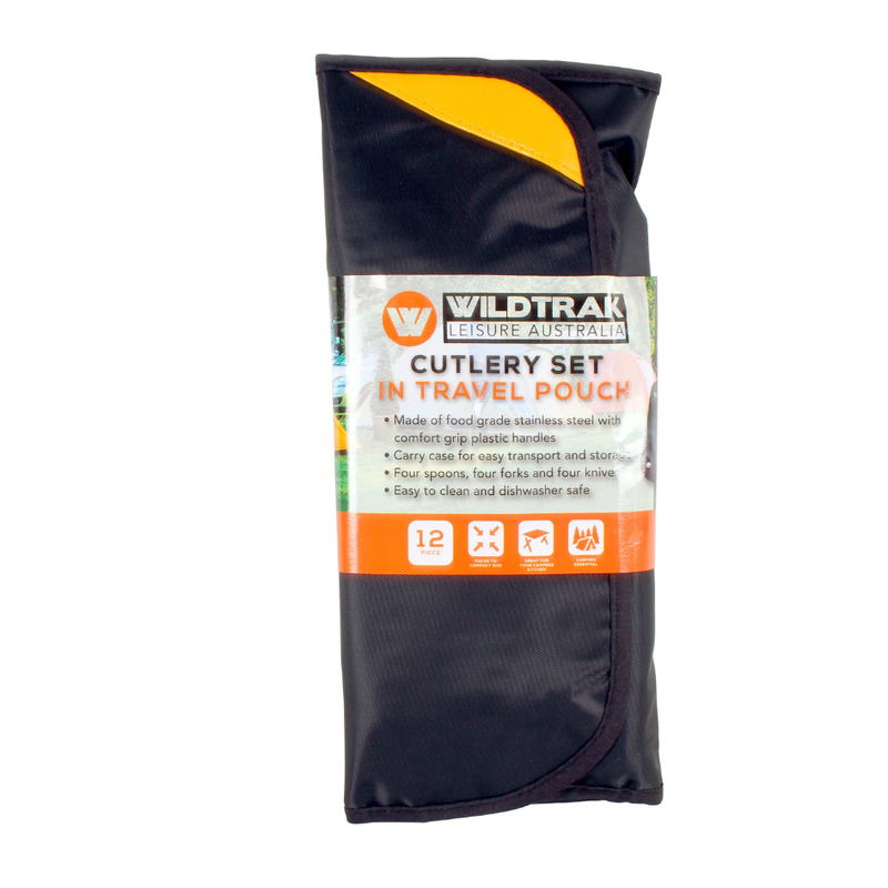 Load image into Gallery viewer, WILDTRAK 12 PIECE STAINLESS STEEL CUTLERY SET IN POUCH