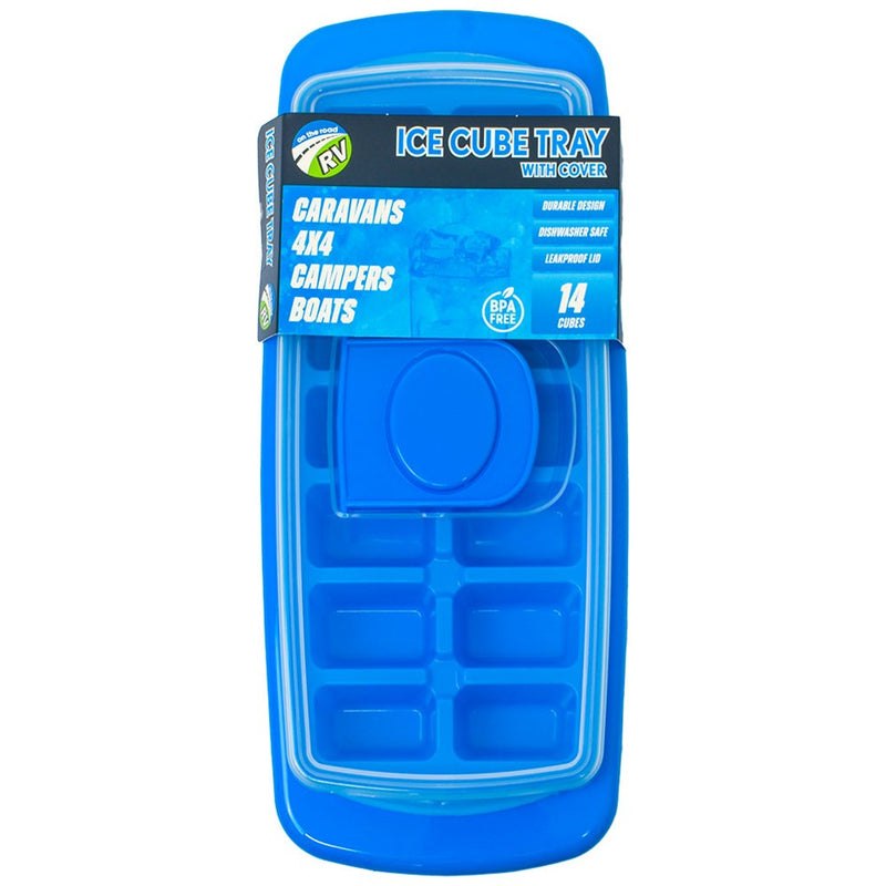 Load image into Gallery viewer, ON THE ROAD RV ICE CUBE TRAY WITH COVER BLUE