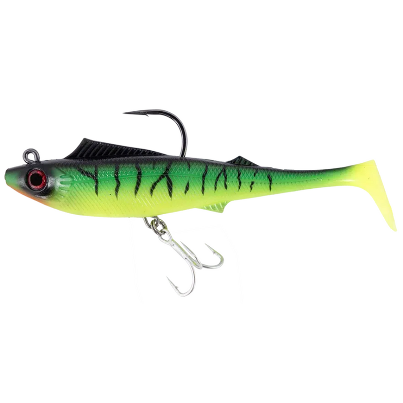 Load image into Gallery viewer, BERKLEY SHIMMA PRO RIG [SZ:6.5 INCH CLR:FIRE TIGER]
