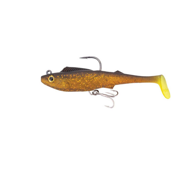 Load image into Gallery viewer, BERKLEY SHIMMA PRO RIG [SZ:6.5 INCH CLR:GOLD CHARTREUSE]
