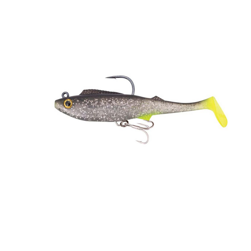 Load image into Gallery viewer, BERKLEY SHIMMA PRO RIG [SZ:6.5 INCH CLR:SILVER CHARTREUSE]
