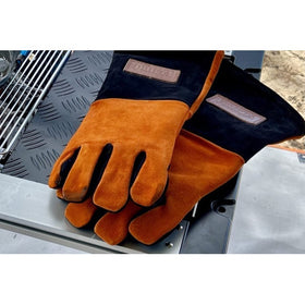 DRIFTA STOCKTON FIRE GLOVES MEDIUM - ORANGE BROWN + BLACK COW SUEDE