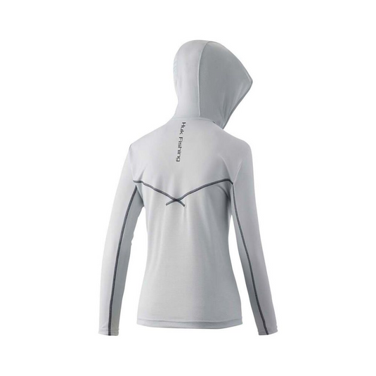 HUK ICON X SOLID HOODIE LONG SLEEVE SHIRT WOMENS [CLR:OYSTER SZ:LARGE]