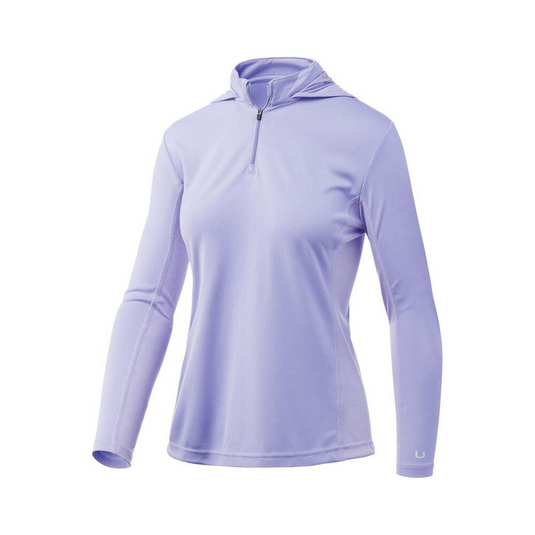 HUK ICON X SOLID HOODIE LONG SLEEVE SHIRT WOMENS [CLR:LAVENDER SZ:LARGE]