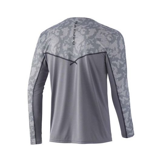 HUK ICON X RUNNING LAKES LONG SLEEVE SHIRT MENS [CLR:OVERCAST GREY SZ:2X-LARGE]