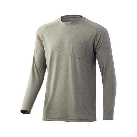 HUK WAYPOINT LONG SLEEVE TEE SHIRT MENS [CLR:MOSS SZ:2X-LARGE]