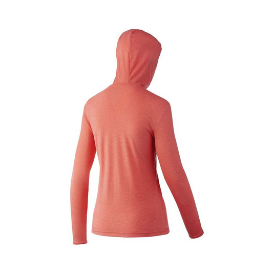 HUK WAYPOINT HOODIE LONG SLEEVE SHIRT WOMENS [CLR:HOT CORAL SZ:LARGE]