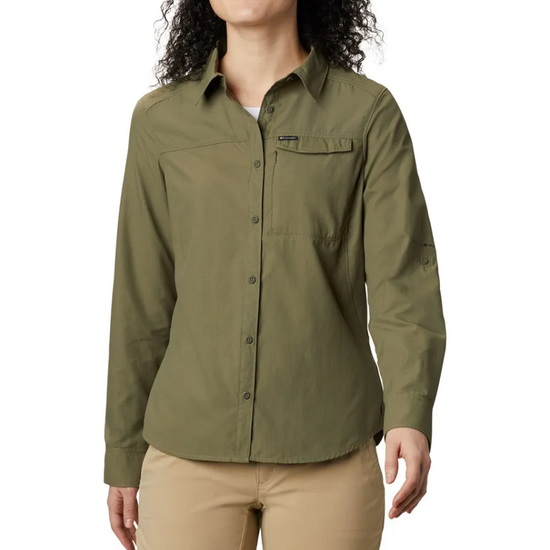 Load image into Gallery viewer, COLUMBIA SILVER RIDGE 2.0 LONG SLEEVE SHIRT WOMENS [CLR:STONE GREEN SZ:X-SMALL]
