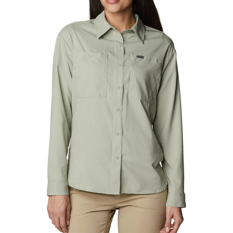 Load image into Gallery viewer, COLUMBIA WOMENS SILVER RIDGE LONG SLEEVED SHIRT [CLR:SAFARI SZ:LARGE]
