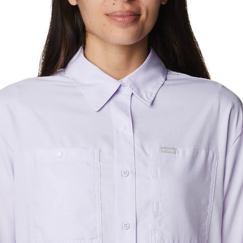 Load image into Gallery viewer, COLUMBIA WOMENS SILVER RIDGE LONG SLEEVED SHIRT [CLR:PURPLE TINT SZ:X-SMALL]

