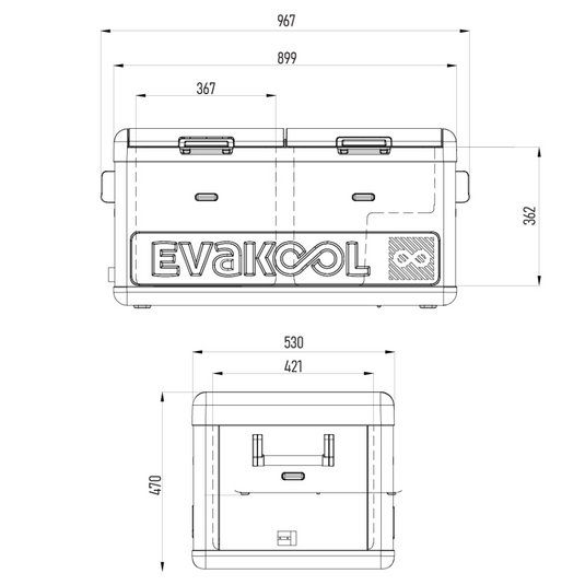 EVAKOOL DOWN UNDER II 95L DUAL ZONE MIDNIGHT BLACK