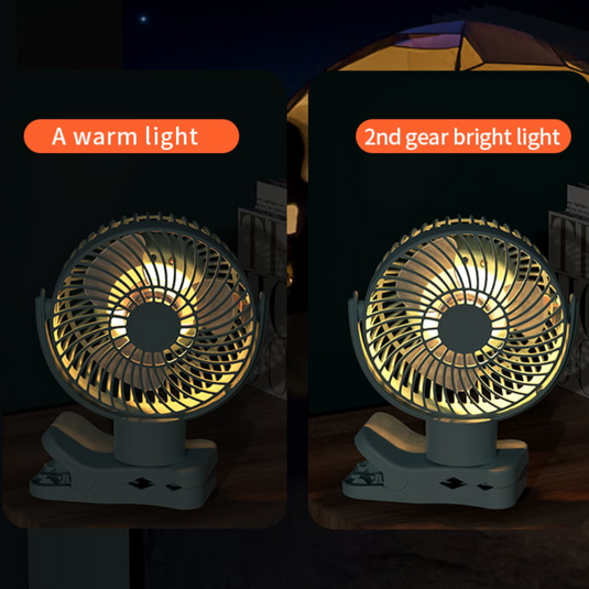 TRA WHITE USB PORTABLE CAMPING FAN WITH LED LIGHT AND REMOTE CONTROL