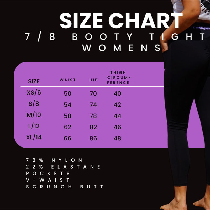 Load image into Gallery viewer, STAUNCH CRAB WOMENS SCRUNCH BUTT TIGHTS 7/8 WITH POCKETS [SZ:X-SMALL]
