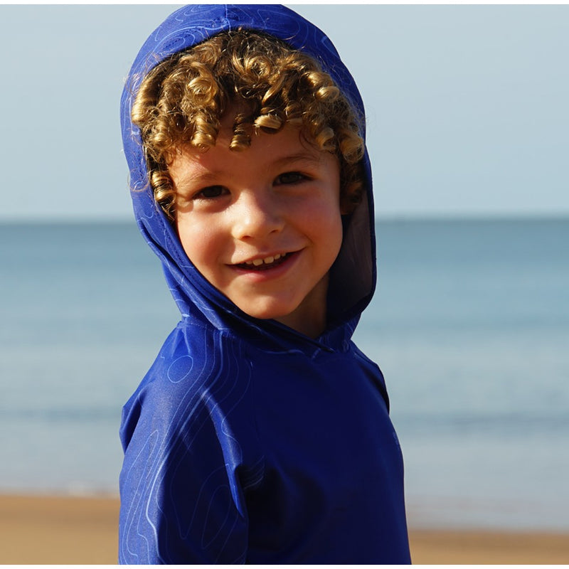 Load image into Gallery viewer, STAUNCH CRAB KIDS NAVY CONTOUR HOODED UPF50+ LONG SLEEVE FISHING SHIRT [SZ:1]
