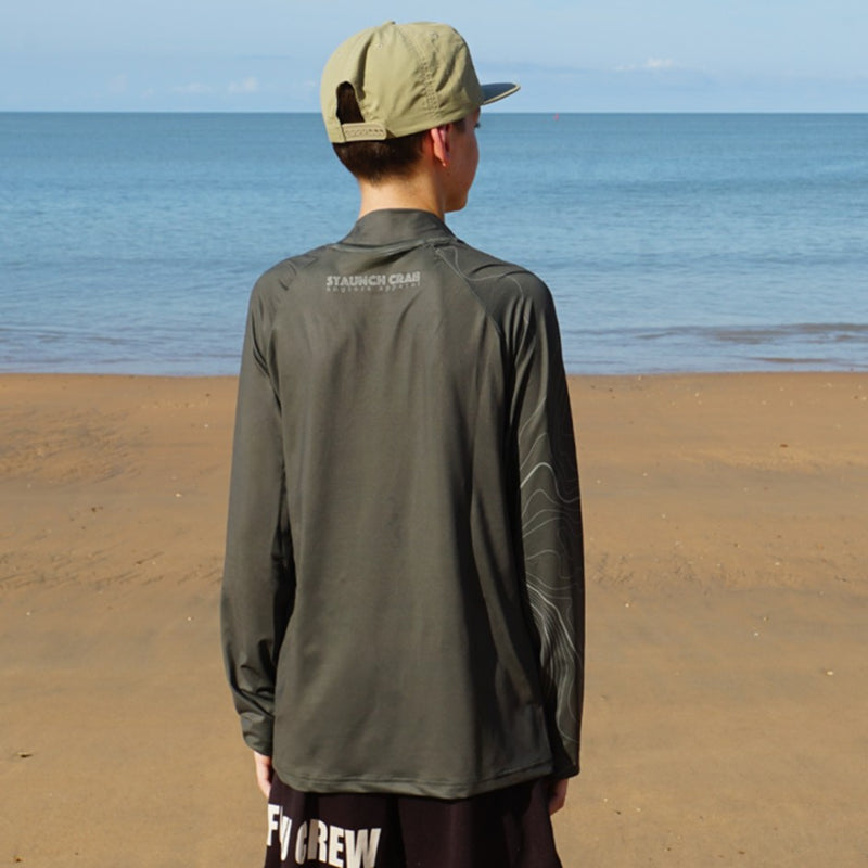 Load image into Gallery viewer, STAUNCH CRAB KHAKI CONTOUR UPF50+ LONG SLEEVE FISHING SHIRT KIDS [SZ:14]
