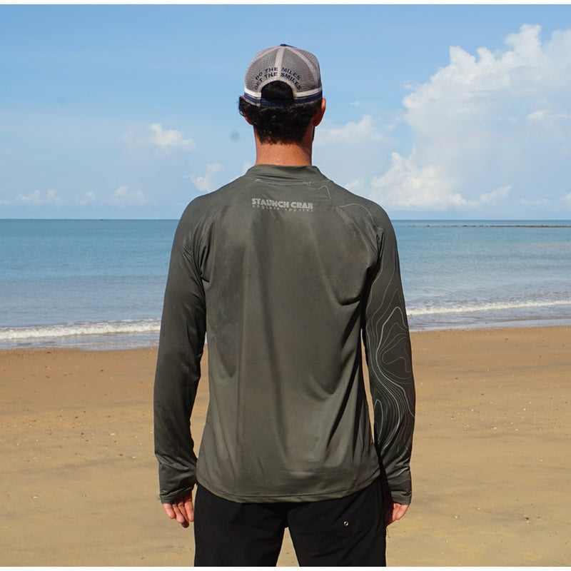 Load image into Gallery viewer, STAUNCH CRAB MENS KHAKI CONTOUR UPF50+ LONG SLEEVE FISHING SHIRT MENS [SZ:SMALL]
