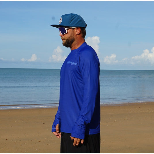 STAUNCH CRAB MENS NAVY CONTOUR UPF50+ LONG SLEEVE FISHING SHIRT MENS [SZ:LARGE]