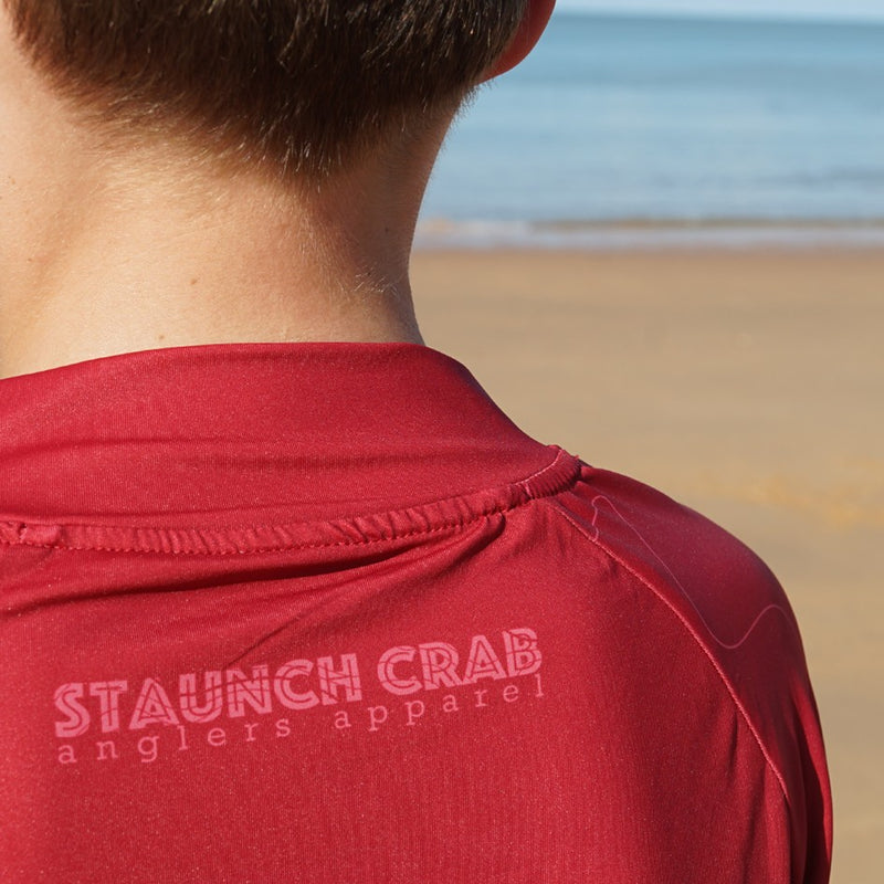 Load image into Gallery viewer, STAUNCH CRAB RED CONTOUR UPF50+ LONG SLEEVE FISHING SHIRT KIDS [SZ:12]
