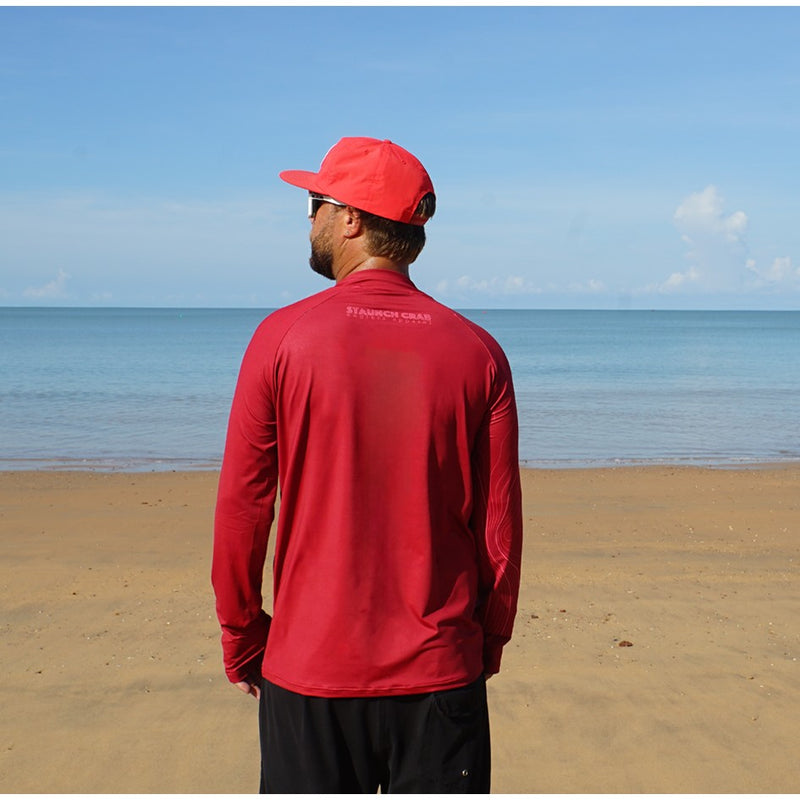 Load image into Gallery viewer, STAUNCH CRAB RED CONTOUR UPF50+ LONG SLEEVE FISHING SHIRT MENS [SZ:X-LARGE]
