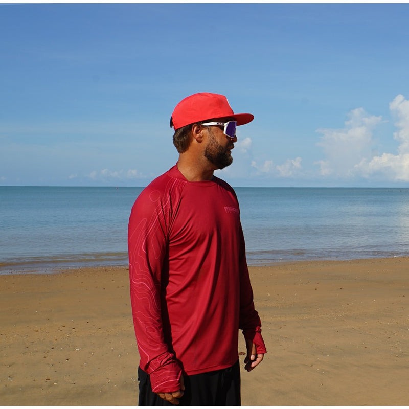 Load image into Gallery viewer, STAUNCH CRAB RED CONTOUR UPF50+ LONG SLEEVE FISHING SHIRT MENS [SZ:X-LARGE]
