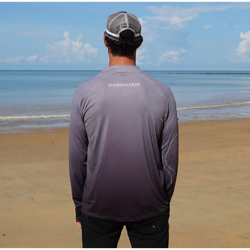 Load image into Gallery viewer, STAUNCH CRAB MENS GREY CONTOUR UPF50+ LONG SLEEVE FISHING SHIRT MENS [SZ:3X-LARGE]
