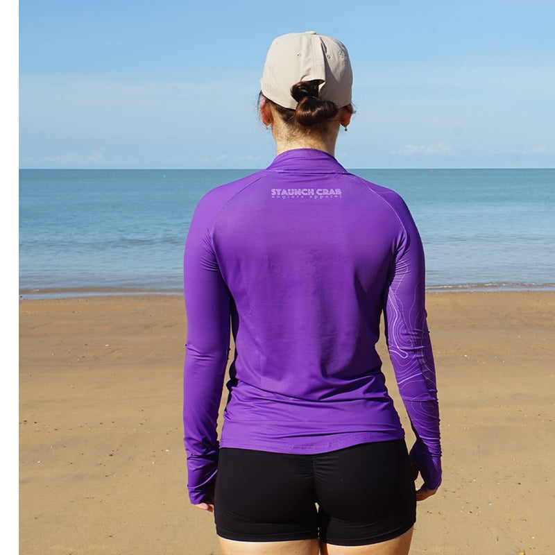 Load image into Gallery viewer, STAUNCH CRAB WOMENS VIOLET CONTOUR UPF50+ LONG SLEEVE FISHING SHIRT [SZ:X-LARGE]
