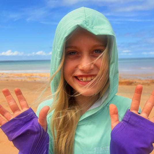 STAUNCH CRAB KIDS CANDY CONTOUR UPF50+ LONG SLEEVE FISHING SHIRT [SZ:8]