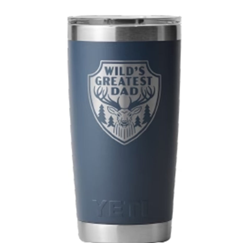 Load image into Gallery viewer, YETI RAMBLER 20OZ WITH MAGSLIDER WILDS GREATEST DAD [CLR:NAVY]

