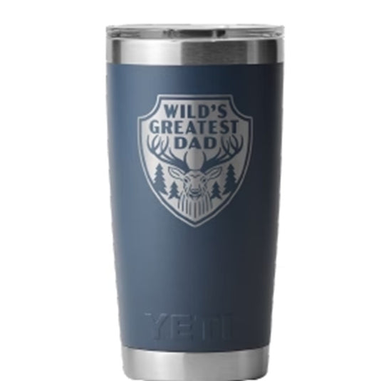 YETI RAMBLER 20OZ WITH MAGSLIDER WILDS GREATEST DAD [CLR:NAVY]