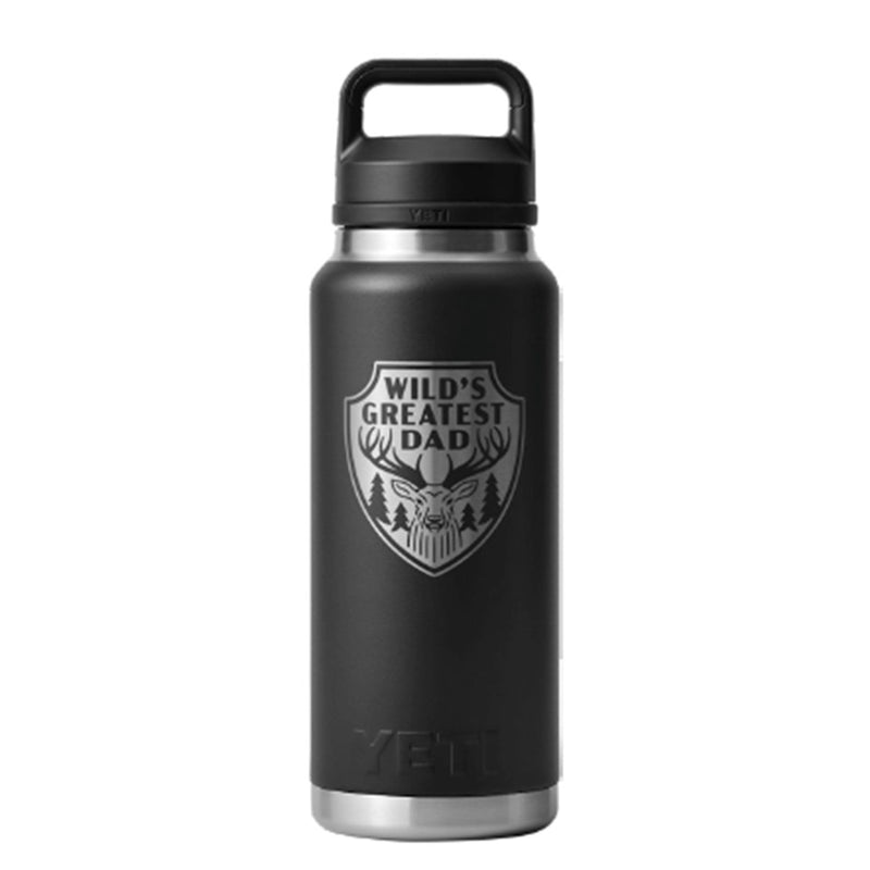Load image into Gallery viewer, YETI RAMBLER BOTTLE 36OZ WILDS GREATEST DAD [CLR:BLACK]
