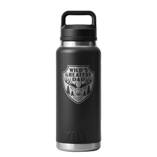 YETI RAMBLER BOTTLE 36OZ WILDS GREATEST DAD [CLR:BLACK]
