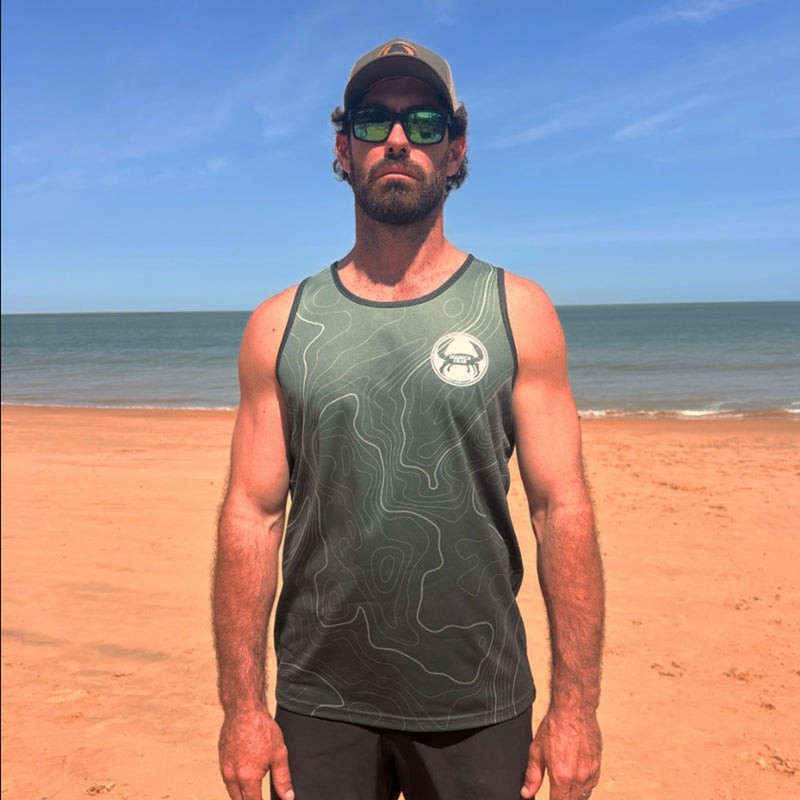 Load image into Gallery viewer, STAUNCH CRAB MENS KHAKI CONTOUR SINGLET [SZ:LARGE]
