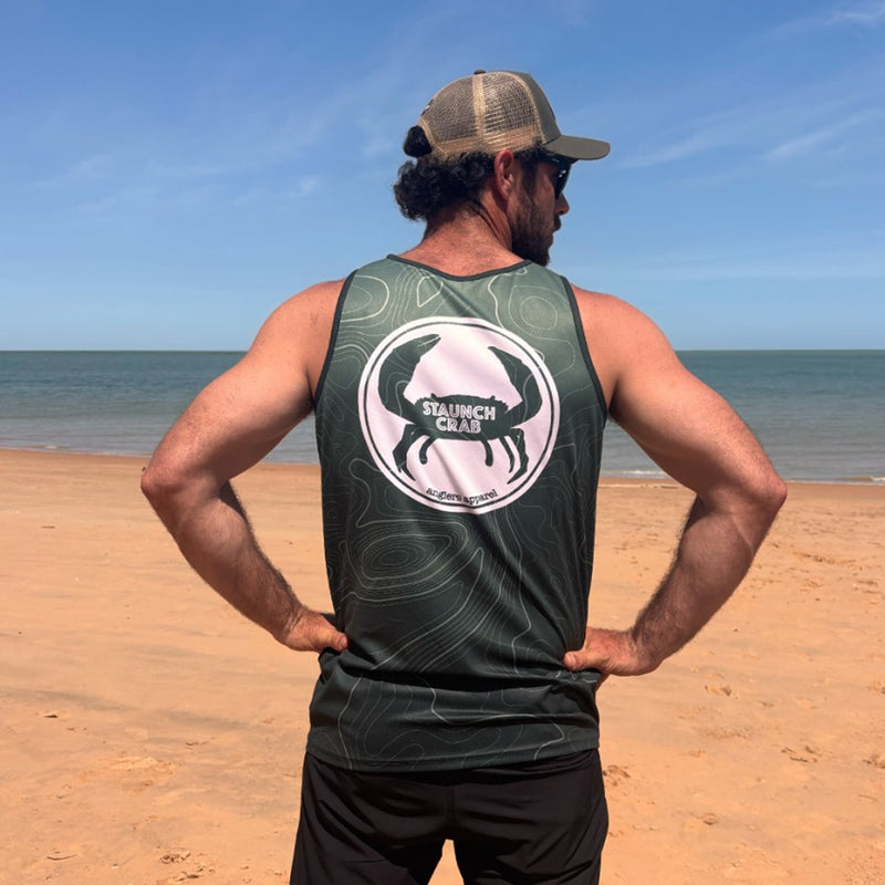 Load image into Gallery viewer, STAUNCH CRAB MENS KHAKI CONTOUR SINGLET [SZ:SMALL]
