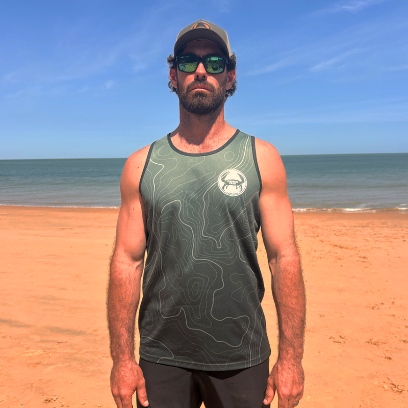 Load image into Gallery viewer, STAUNCH CRAB MENS KHAKI CONTOUR SINGLET [SZ:X-SMALL]
