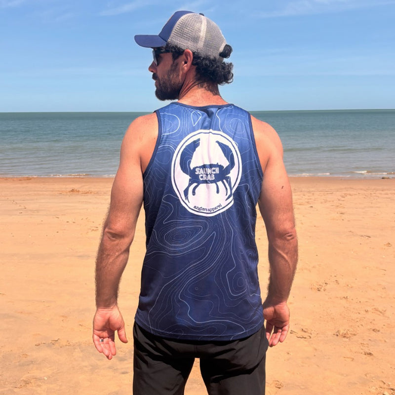 Load image into Gallery viewer, STAUNCH CRAB MENS BLUE CONTOUR SINGLET [SZ:2X-LARGE]
