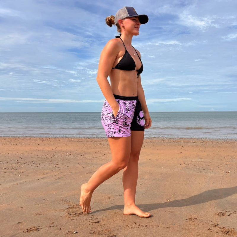 Load image into Gallery viewer, STAUNCH CRAB CHASE TO CHILL SHORTS BLACK &amp; PINK [SZ:MEDIUM]
