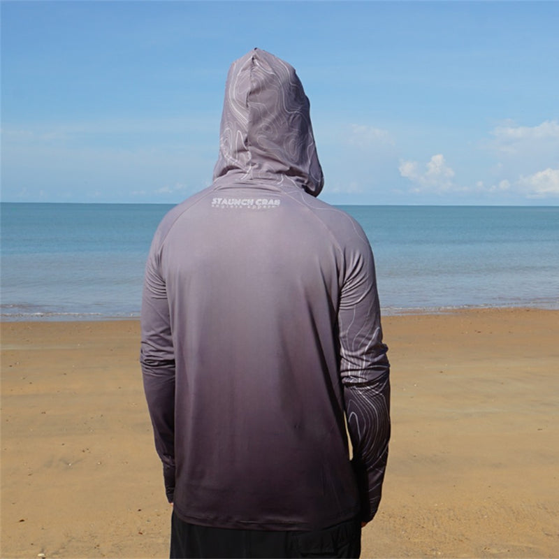 Load image into Gallery viewer, STAUNCH CRAB MENS GREY CONTOUR UPF50+ SAMURAI LONG SLEEVE FISHING SHIRT [SZ:LARGE]
