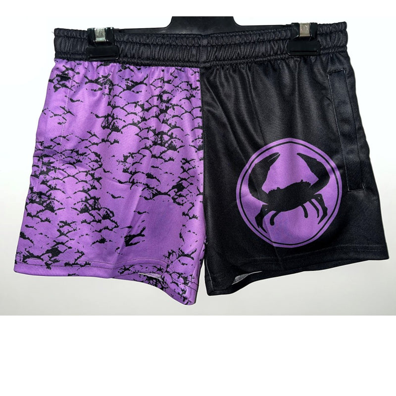 Load image into Gallery viewer, STAUNCH CRAB CHASE TO CHILL SHORTS BLACK/PURPLE [SZ:SMALL]
