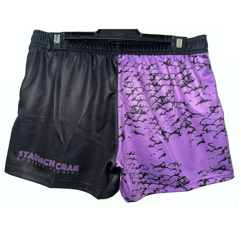 Load image into Gallery viewer, STAUNCH CRAB CHASE TO CHILL SHORTS BLACK/PURPLE [SZ:SMALL]
