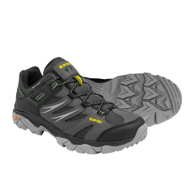 Load image into Gallery viewer, HI-TEC TARANTULA LOW WP HIKING BOOTS MENS [CLR:DARK SHADOW/CITRON/GREY SZ:10.5]
